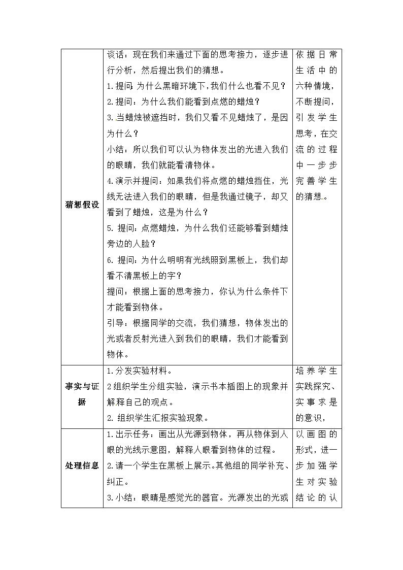 大象版五年级科学下册1.4光线与视觉教案设计第2页
