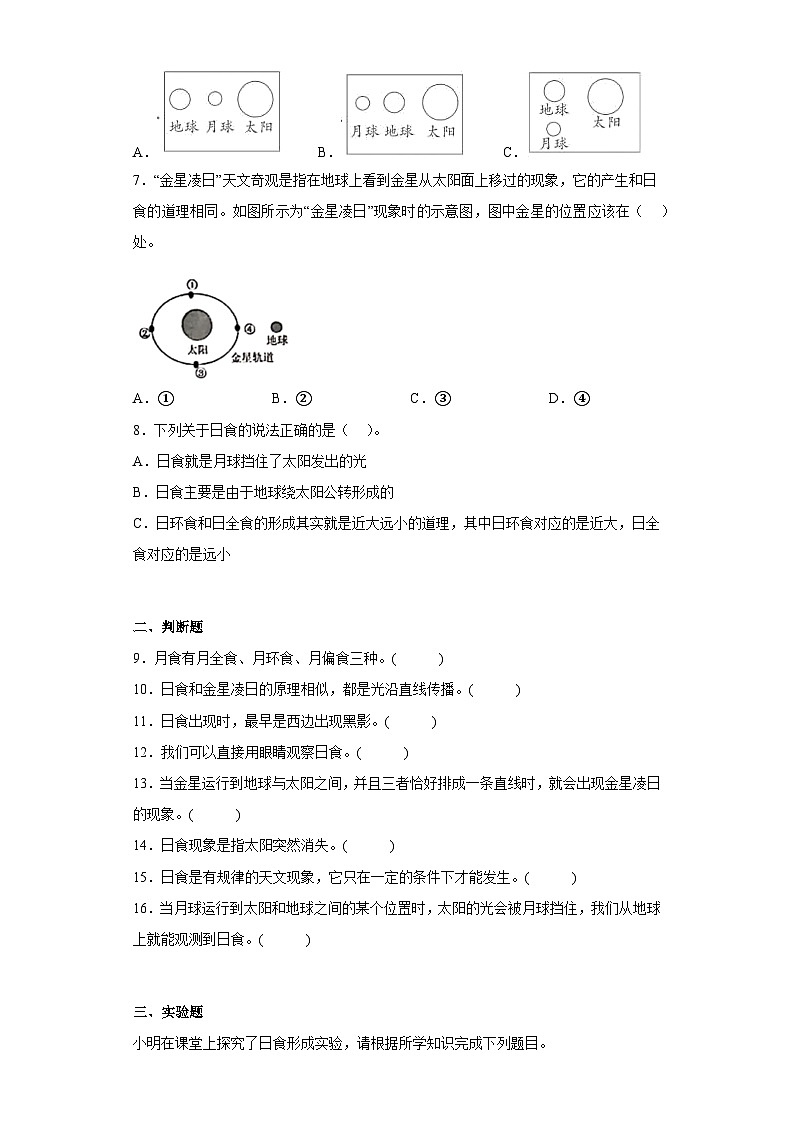 2023-2024教科版科学六年级下册3.3习题02