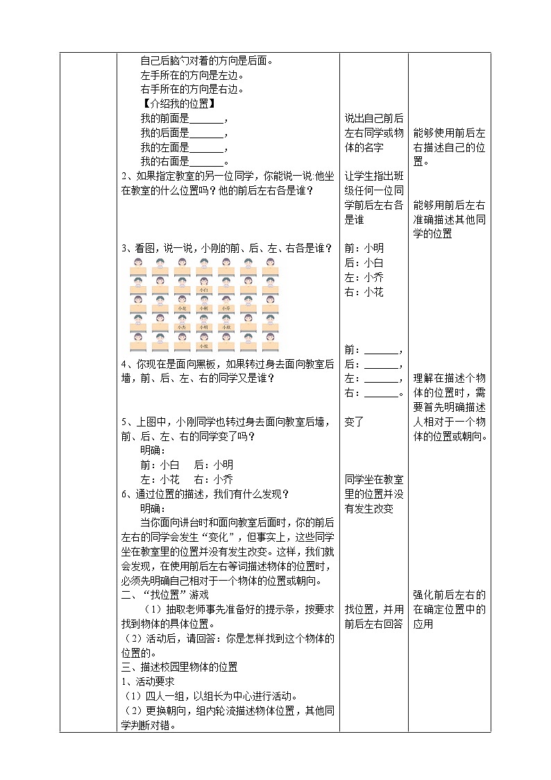 【核心素养】人教鄂教版科学一年级下册2.4《前后左右》课件+教案+分层练习02