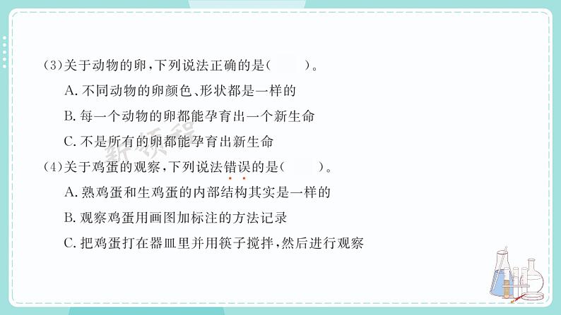 教科版科学三年级下册（2-2）认识其他动物的卵 习题3第4页