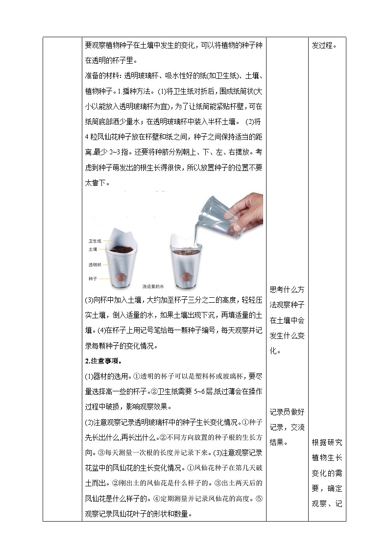 新教科版四年级下册科学1.2《种植凤仙花》教案（定稿）第3页
