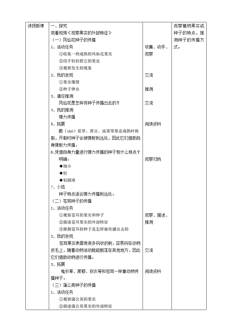 新教科版四年级下册科学1.7《种子的传播》教案（定稿）02