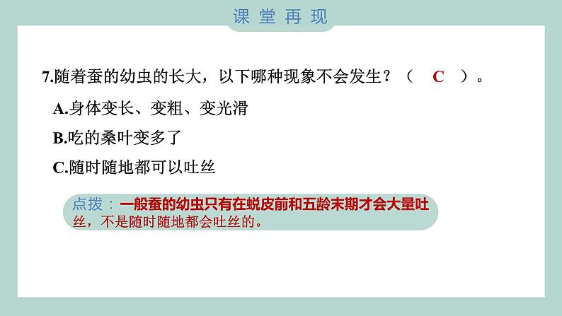 教科版科学三年级下册（2-3）蚕长大了习题6第8页