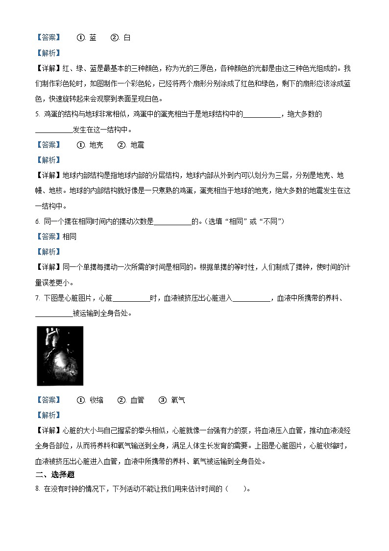 精品解析：2023-2024学年浙江省嘉兴市平湖市教科版五年级上册期末考试科学试卷（解析版）第2页