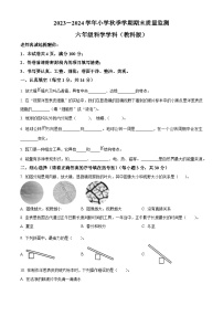 2023-2024学年甘肃省临夏回族自治州和政县教科版六年级上册期末考试科学试卷（原卷版+解析版）