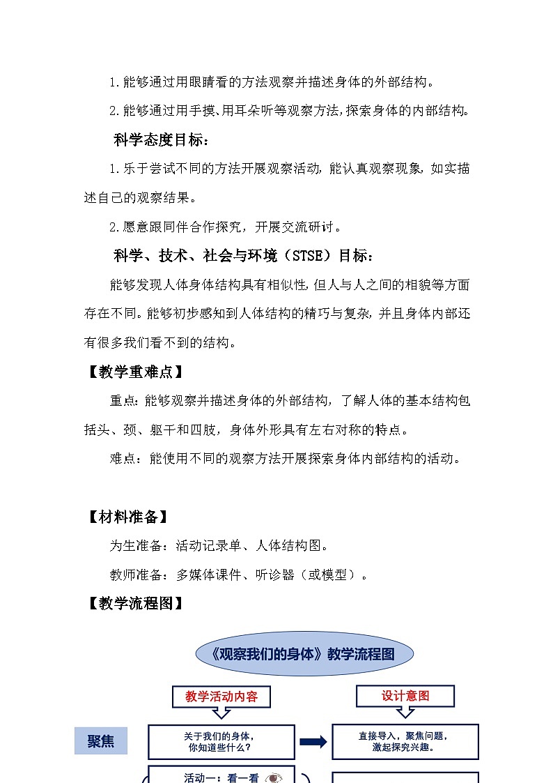 教科版二年级下册科学2.1《观察我们的身体》教学设计第2页