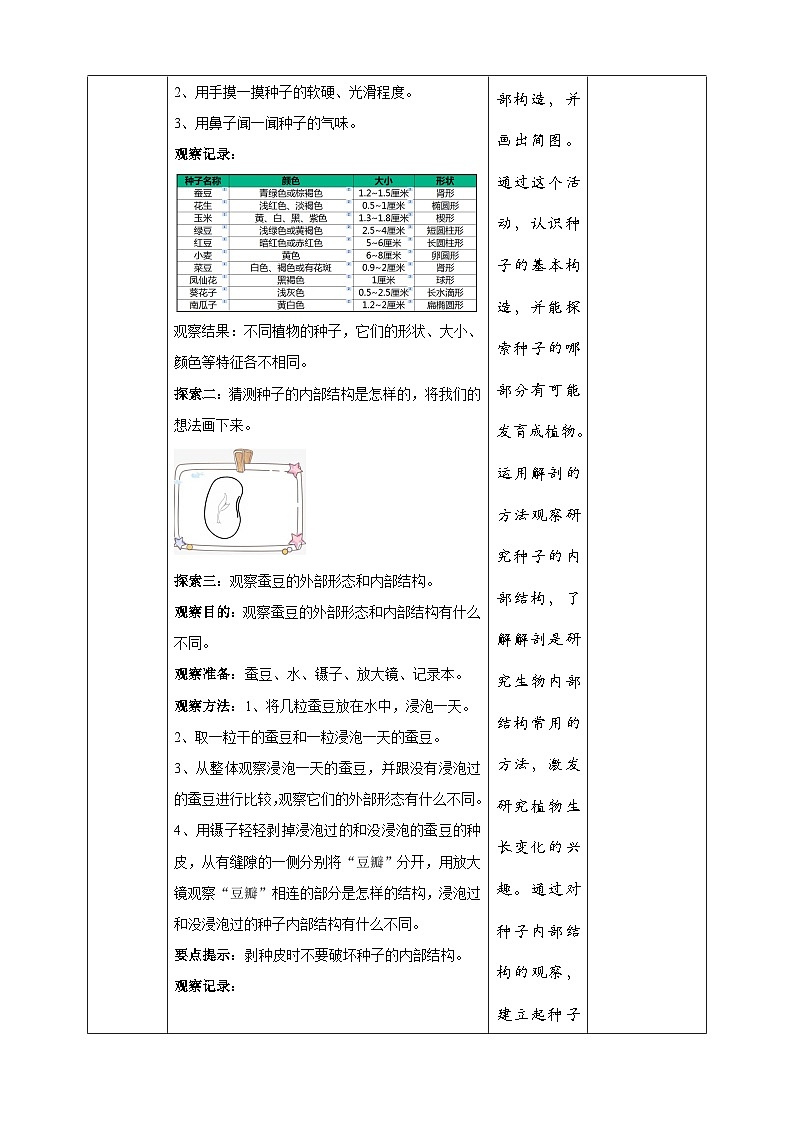 1.1《种子里孕育着新生命》教案 教科版（2017）四年级科学下册03