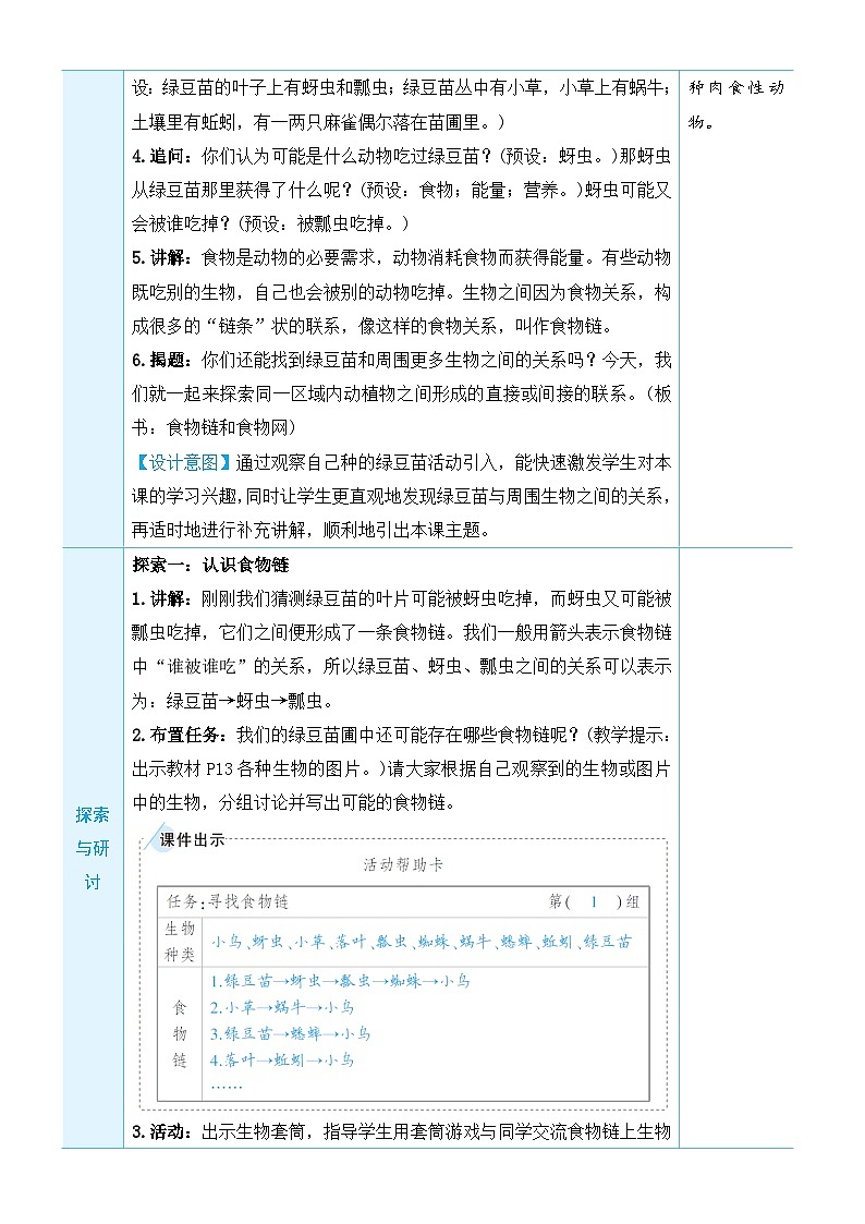 教科版科学五年级下册第6课 食物链和食物网教案02