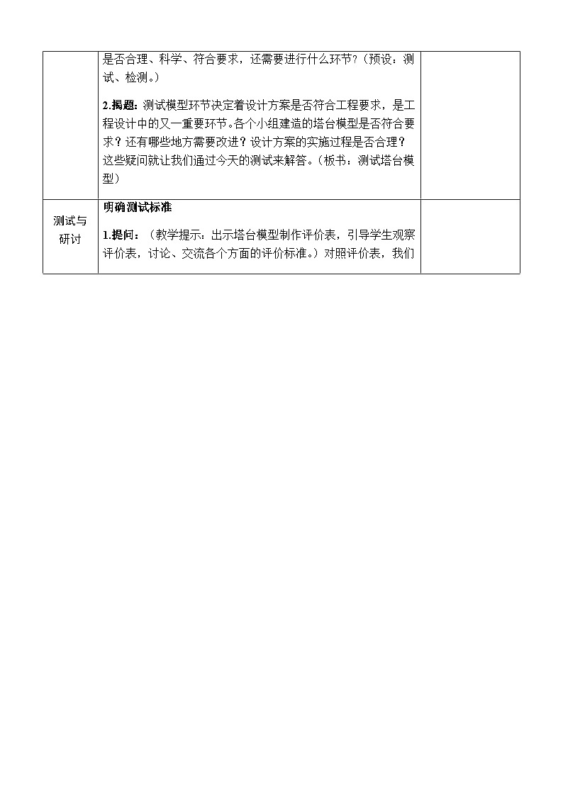 1.6《测试塔台模型》教案 教科版六年级科学下册02