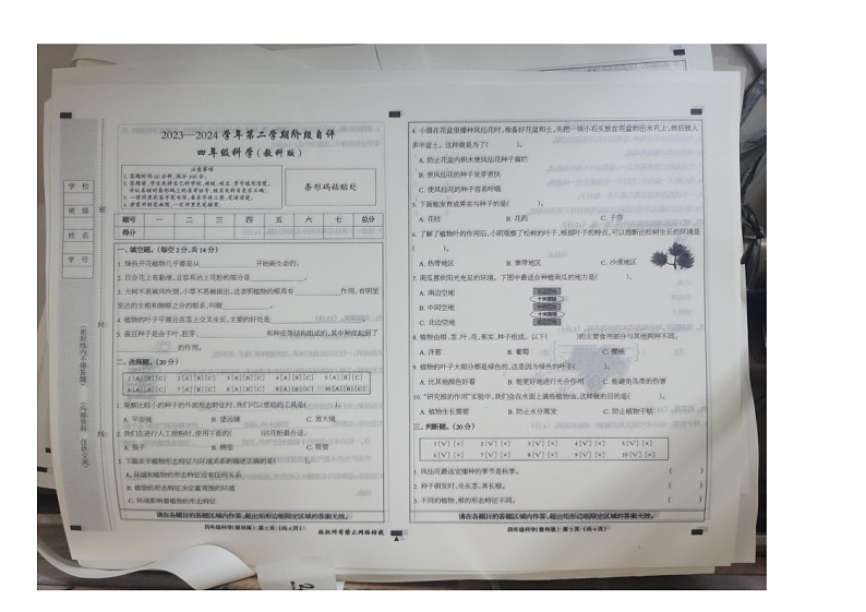 河北省沧州市青县第二实验小学等2校2023-2024学年四年级下学期3月月考科学试题01