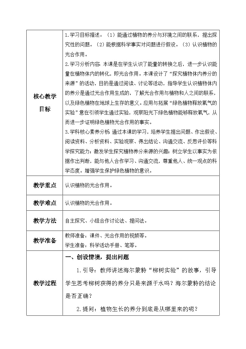 【核心素养】冀教版小学科学六年级上册     12.植物的养分   课件ppt+ 教案02