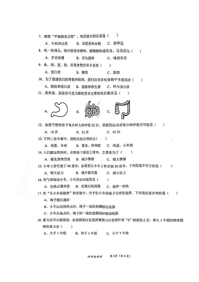 广东省深圳市罗湖区2023-2024学年四年级上学期期末科学试题第2页