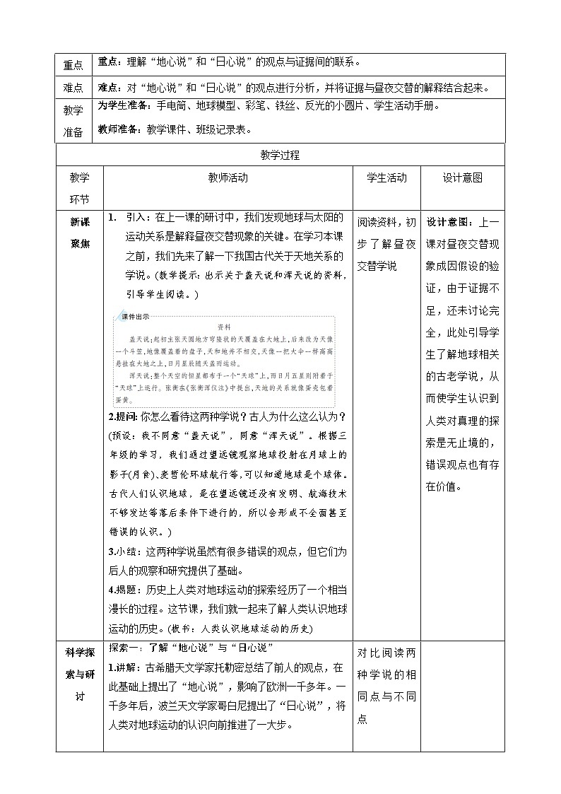 教科版（2017秋）科学六年级上册-2.3 人类认识地球运动的历史教案第2页