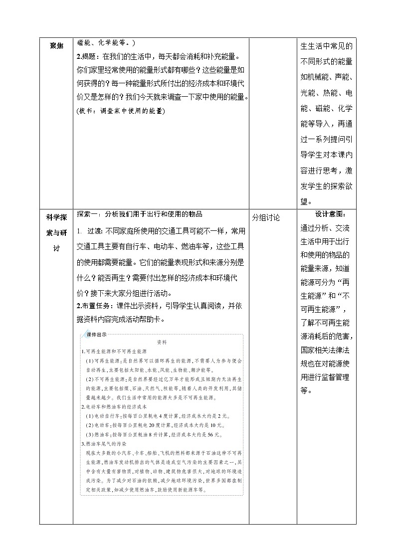教科版（2017秋）科学六年级上册-4.2 调查家中使用的能量教案02