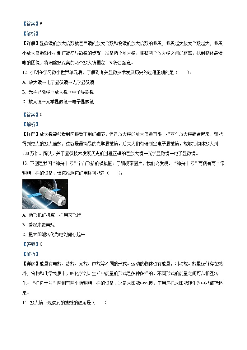 2023-2024学年湖南省麻阳县教科版六年级上册期末考试科学试卷（原卷版+解析版）03