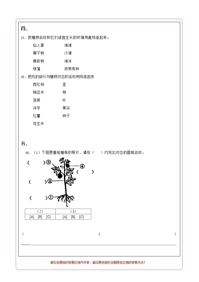 苏教版科学（提高卷02）-2023-2024学年三年级下册期中测试卷02