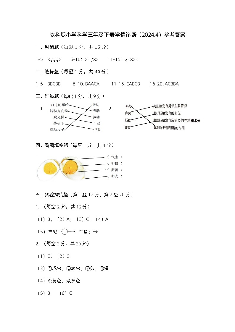 三年级科学参考答案第1页