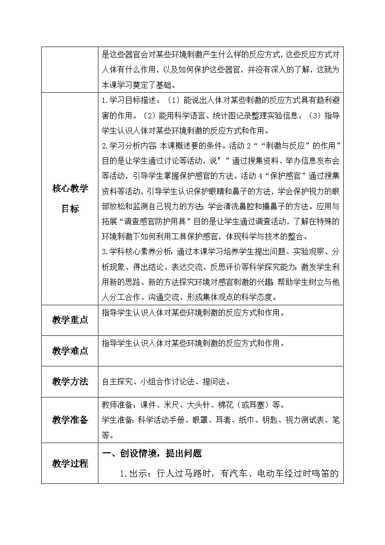 【核心素养】冀教版小学科学五年级上册     5.刺激与反应     课件ppt+ 教案02