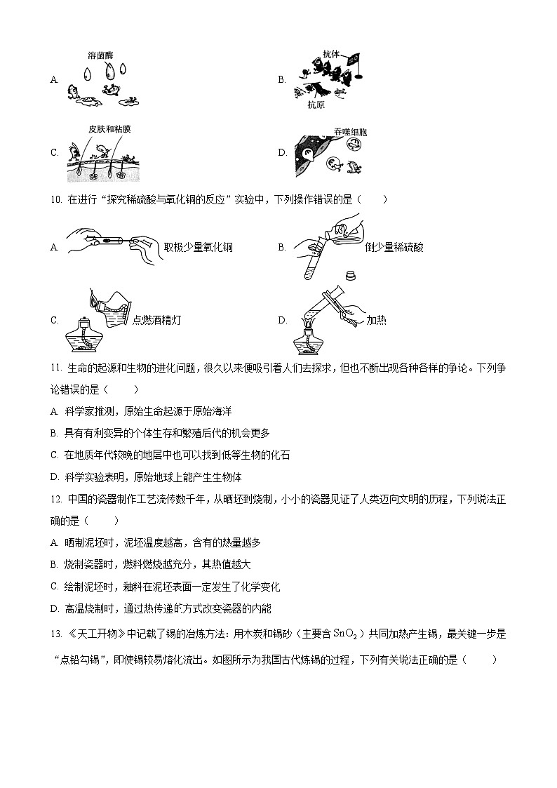 2024年浙江省金华市义乌市八校联考模拟预测科学试题（原卷版）第3页