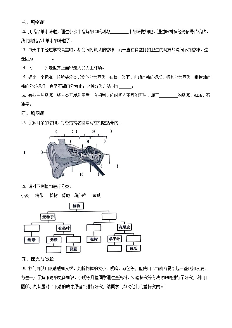 2023-2024学年山东省德州市陵城区陵城区徽王庄镇牛王小学+中心小学青岛版六年级下册期中联考科学试卷（原卷版+解析版）02