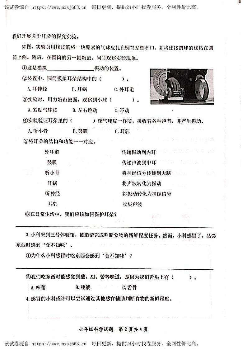 294，山东省枣庄市山亭区2023-2024学年六年级下学期4月期中科学试题02