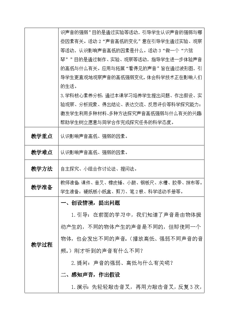 【核心素养】冀教版小学科学四年级上册     8.声音的高低强弱     课件ppt+ 教案02