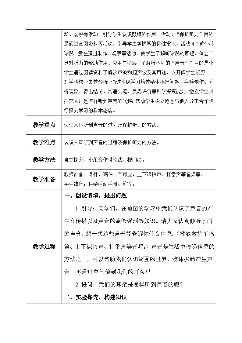 【核心素养】冀教版小学科学四年级上册     9.怎样听到声音     课件ppt+ 教案02