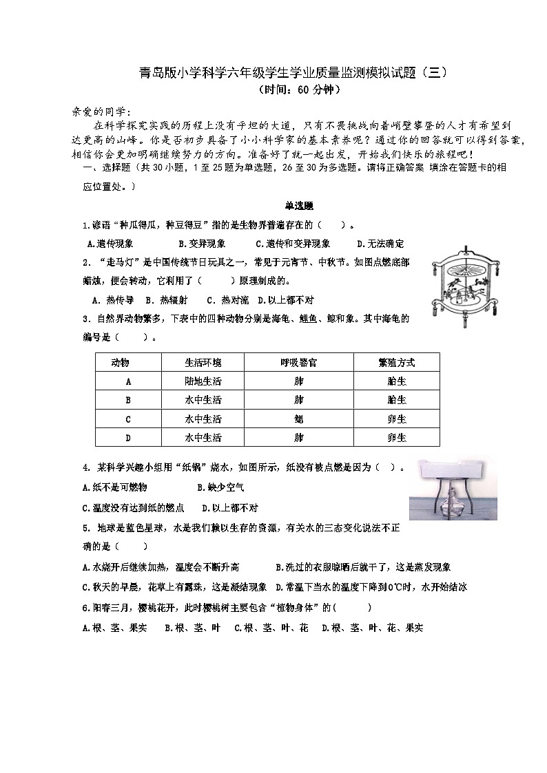 2023-2024学年六年级科学下册期末模拟卷（教科版）(02)第1页