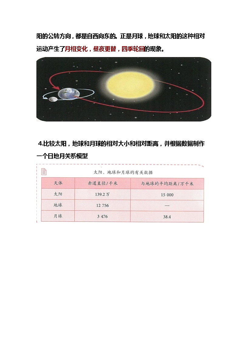 人教鄂教版科学3.8《太阳，地球和月亮》知识梳理02