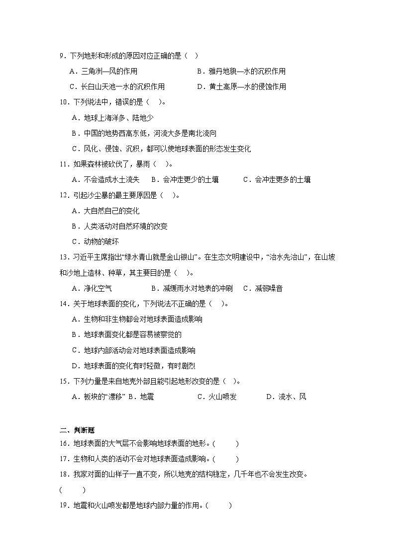2024-2025教科版科学五年级上册2.7《总结我们的认识》习题第2页