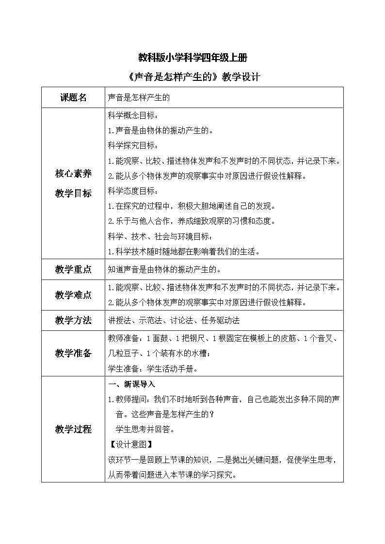 教科版 科学 四上 《声音是怎样产生的》课件+教案（含教学反思）01