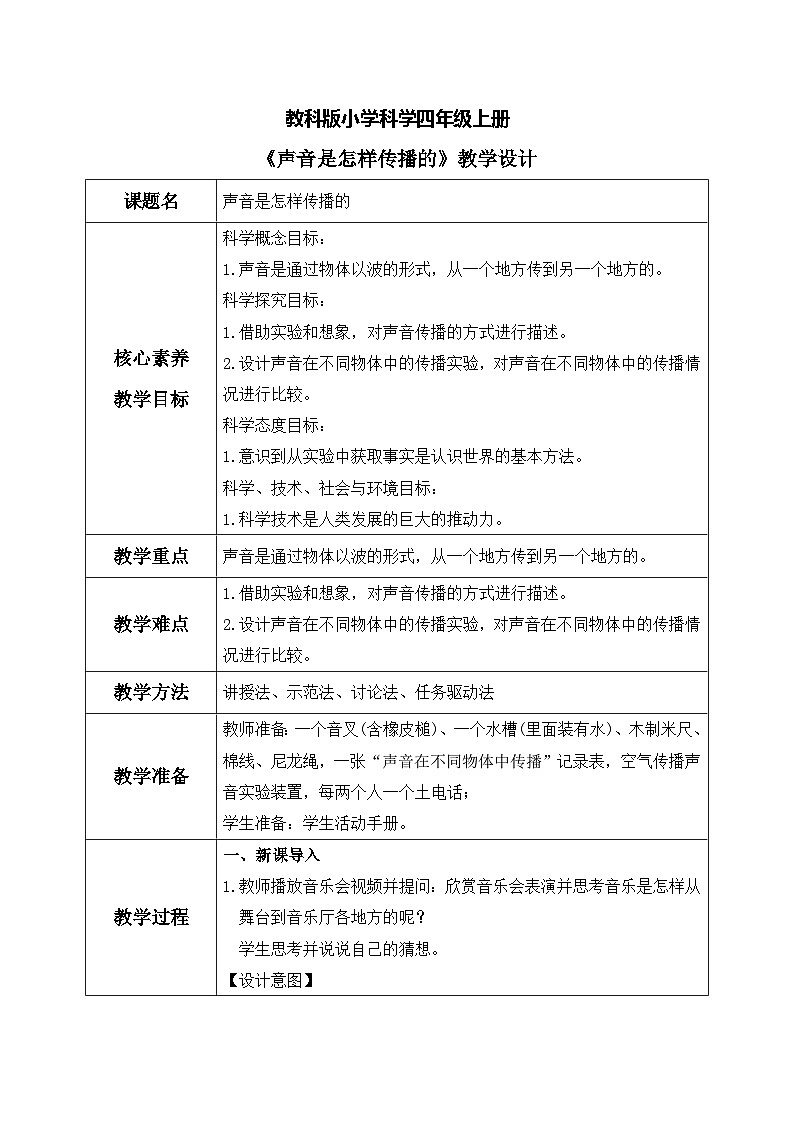 教科版 科学 四上 《声音是怎样传播的》课件+教案（含教学反思）01