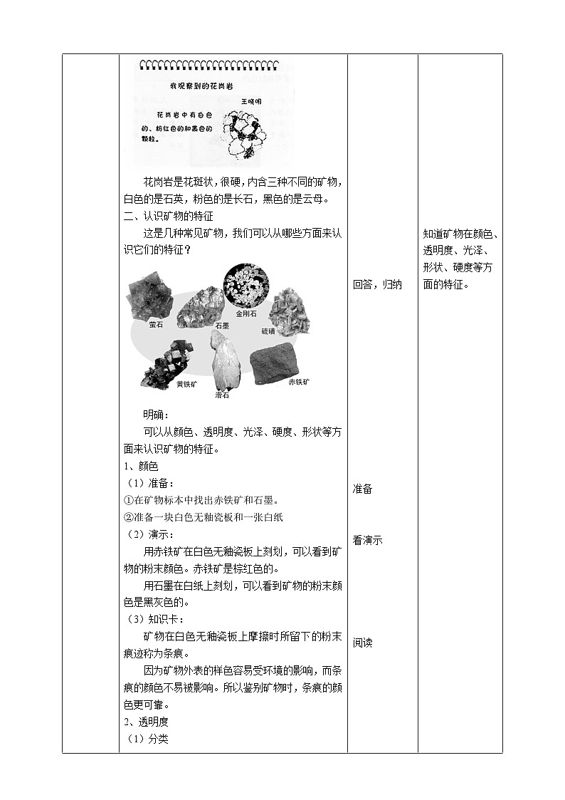 苏教版科学五年级下册    4.2《认识矿物的性质》教案第2页