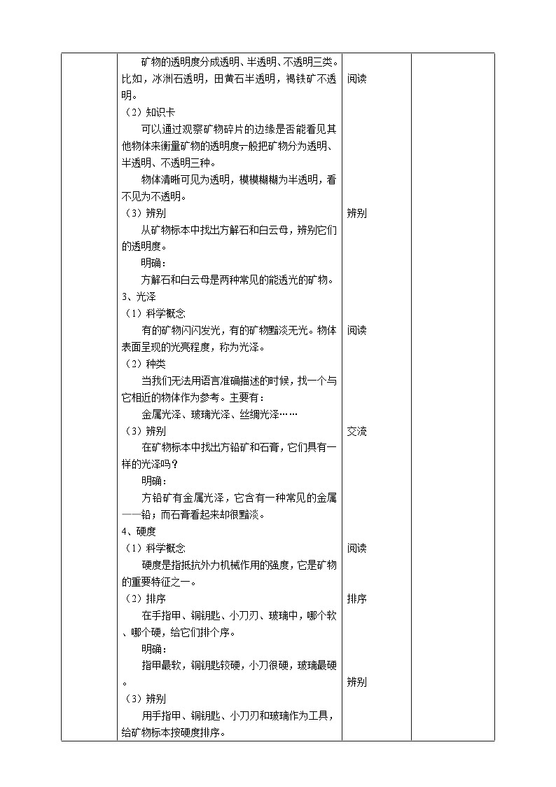苏教版科学五年级下册    4.2《认识矿物的性质》教案第3页