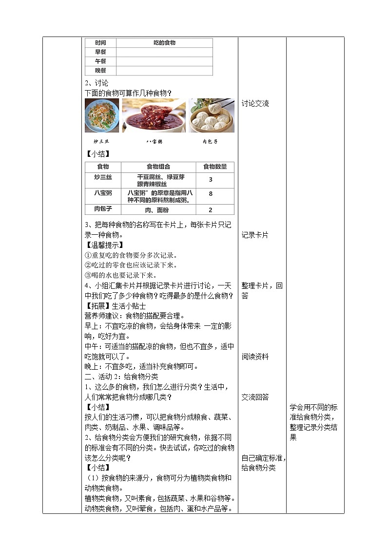 教科版科学四年级下册3.1《一天的食物》课件+教案+练习+素材02