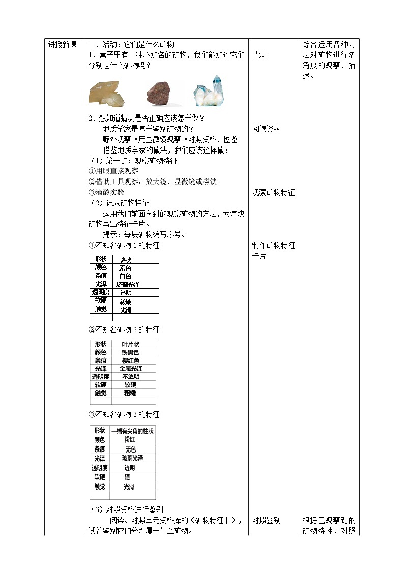 科教版科学四年级下册 4.6《面对几种不知名矿物》教案第2页