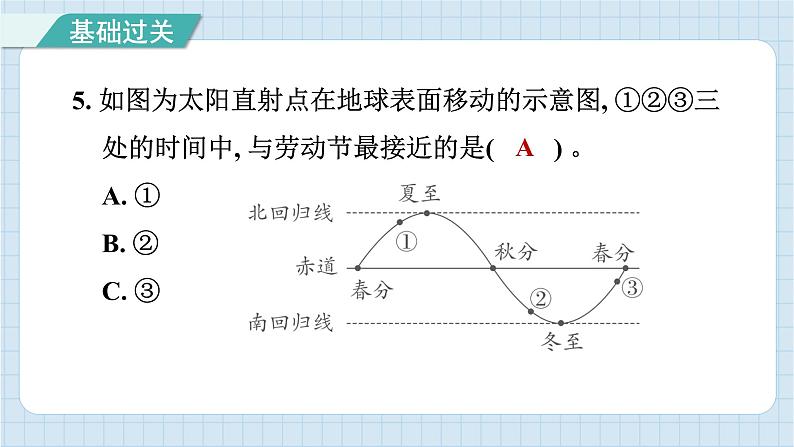 2.6 地球的公转与四季变化（习题课件）-2024-2025学年六年级上册科学教科版第6页