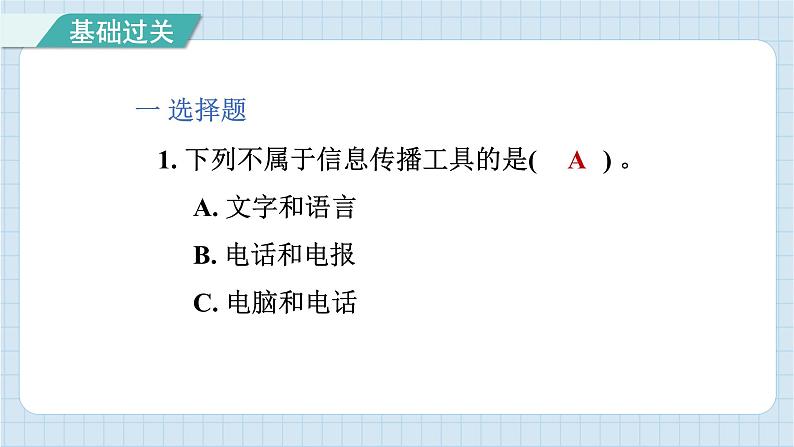 3.7 信息的交流传播（习题课件）-2024-2025学年六年级上册科学教科版02