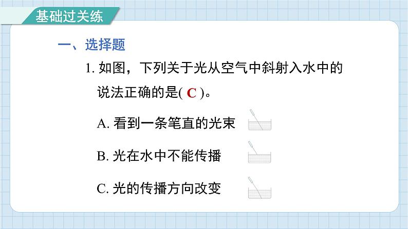 1.4 光的传播方向会发生改变吗（习题课件)-2024-2025学年五年级上册科学教科版02