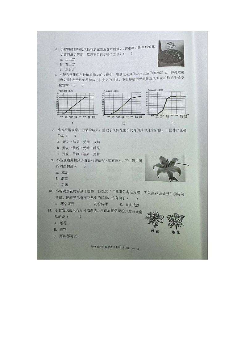广东省深圳市南山区2023-2024学年四年级下学期期末科学试题02
