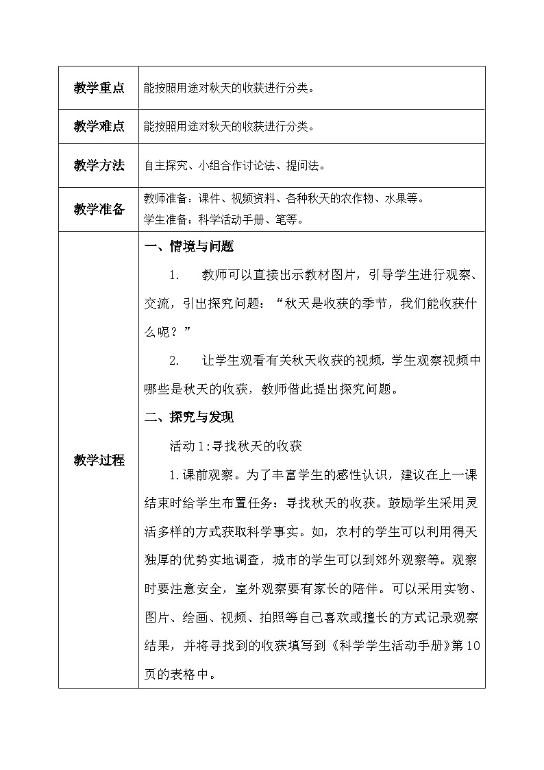 【核心素养】冀教版小学科学二年级上册     8.秋天的收获   课件ppt+ 教案02