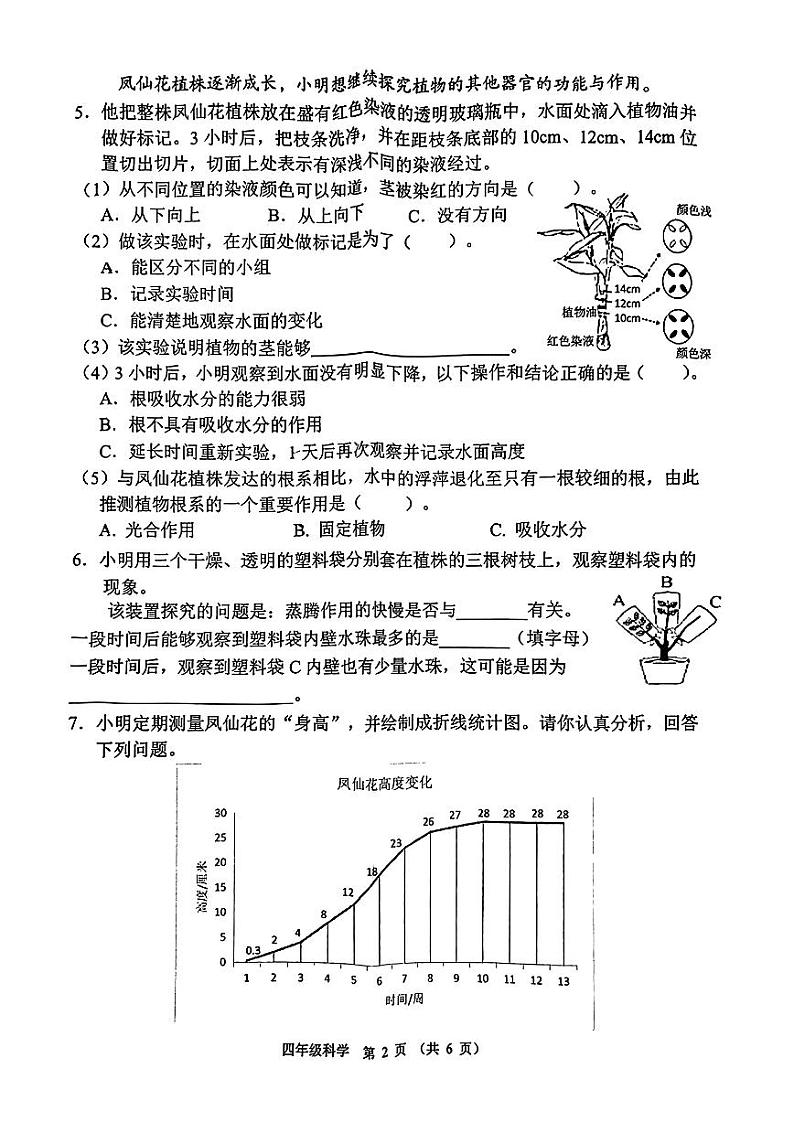 广东省珠海市香洲区2023-2024学年四年级下学期期末科学试卷02