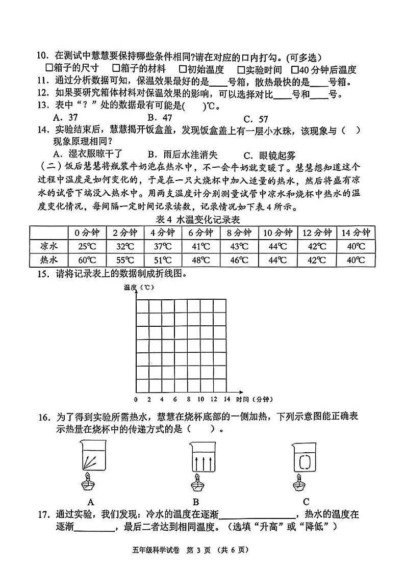 广东省珠海市香洲区2023-2024学年五年级下学期期末科学试卷第3页