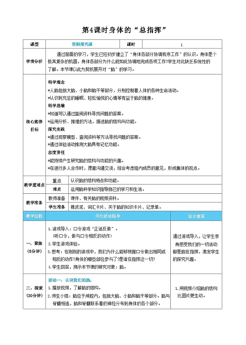 第4课时  身体的“总指挥”第1页