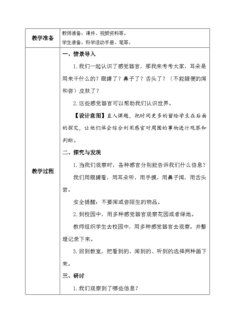 【核心素养】教科版小学科学一年级上册     5.通过感官来发现   课件ppt+ 教案02