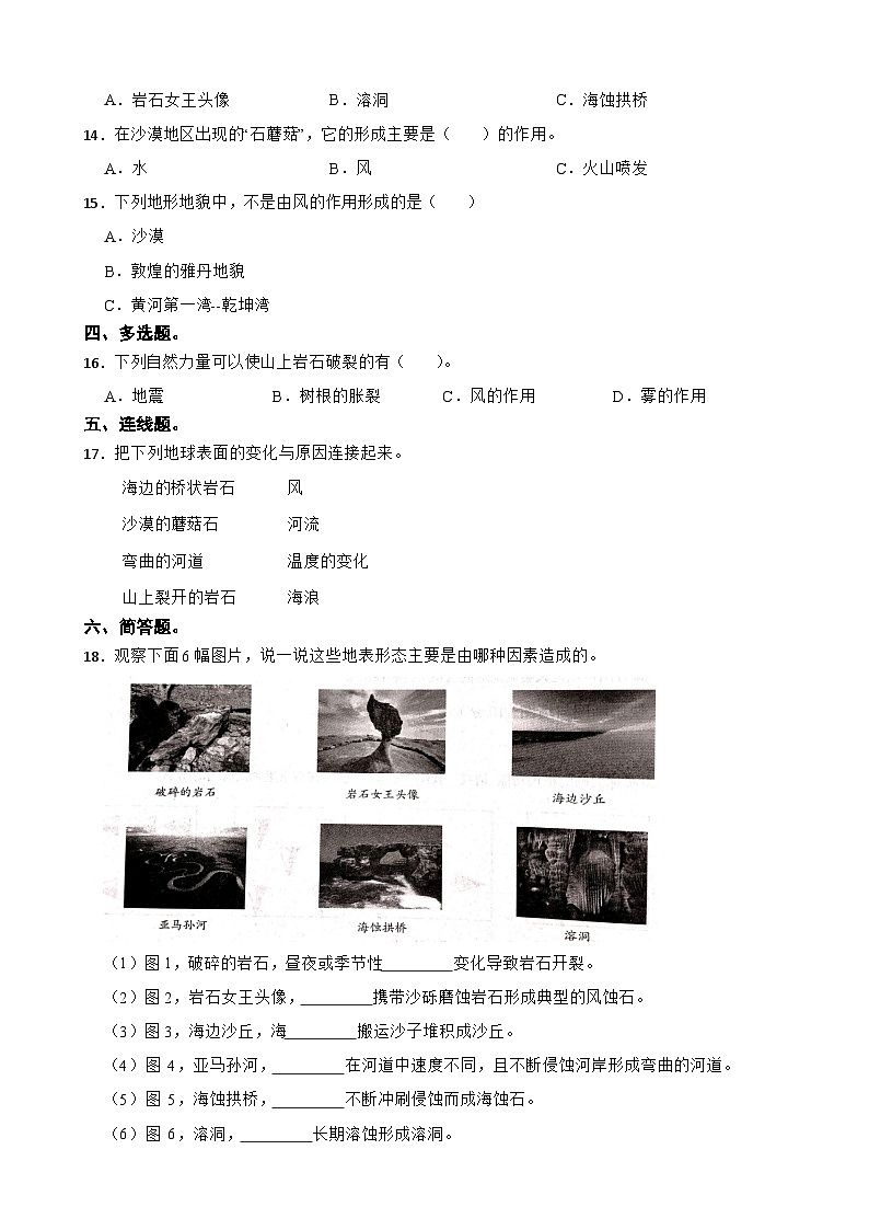 第二单元第5课《风的作用》同步练习-2024-2025学年五年级上册科学（教科版）02