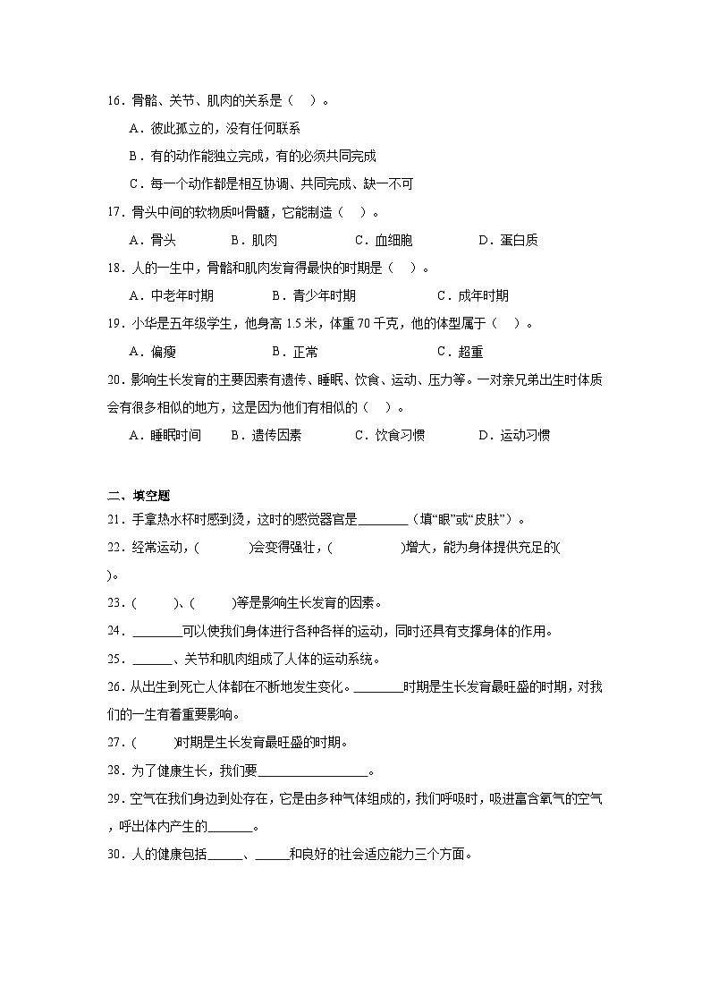 4.1我们的身体（课件+教案+练习）2024科学五上03