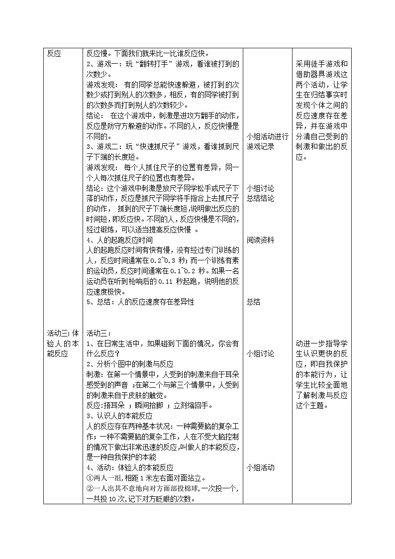 苏教版科学五年级上册 第17课  刺激与反应 教学课件+同步教案+同步练习02