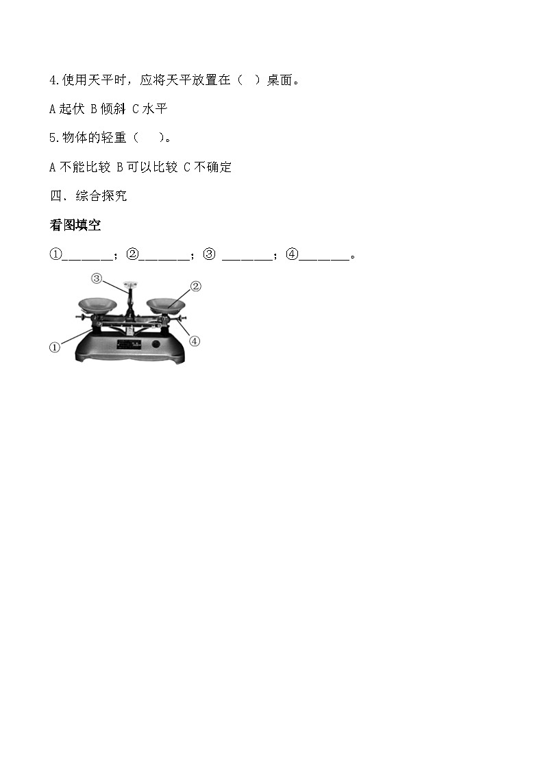 【核心素养】冀人版科学三年级上册 3.测量质量 同步练习第2页