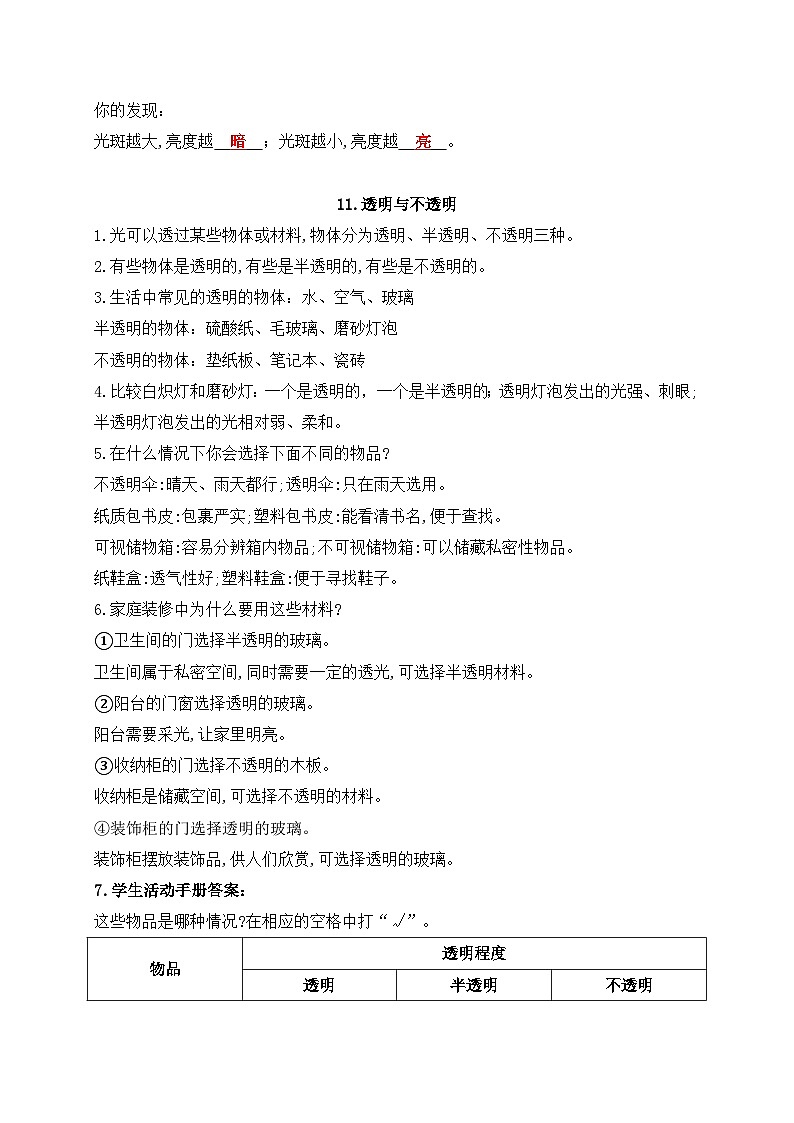 新苏教版科学二年级上册第四单元《奇妙的光》知识点整理02